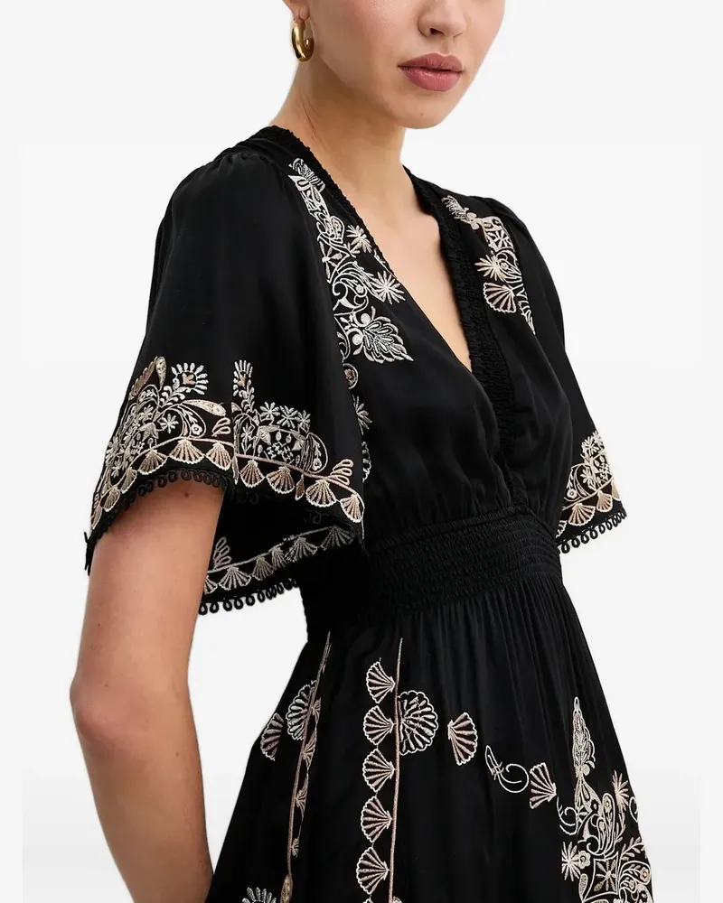 Hale Bob Kleid mit Blumenstickerei - Schwarz Schwarz