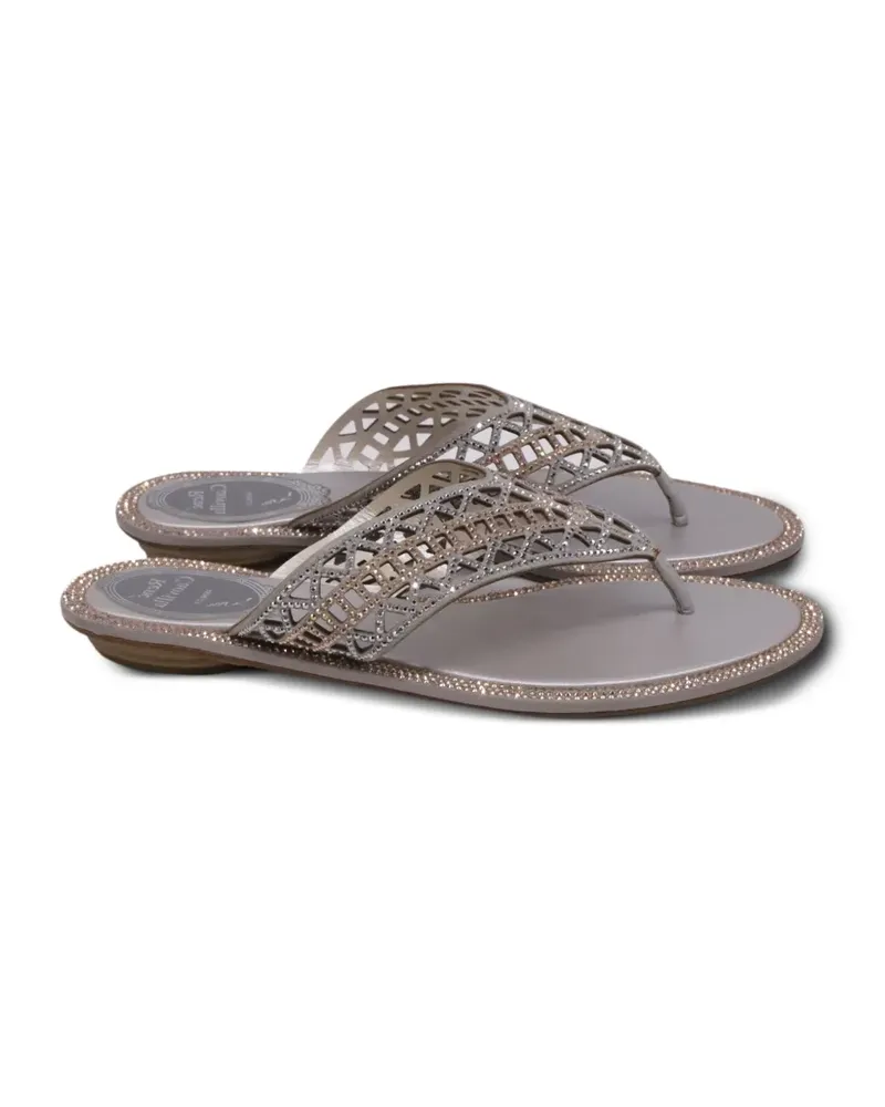 René Caovilla 2010s Sandalen mit Zehensteg und Kristallen - Silber Silber