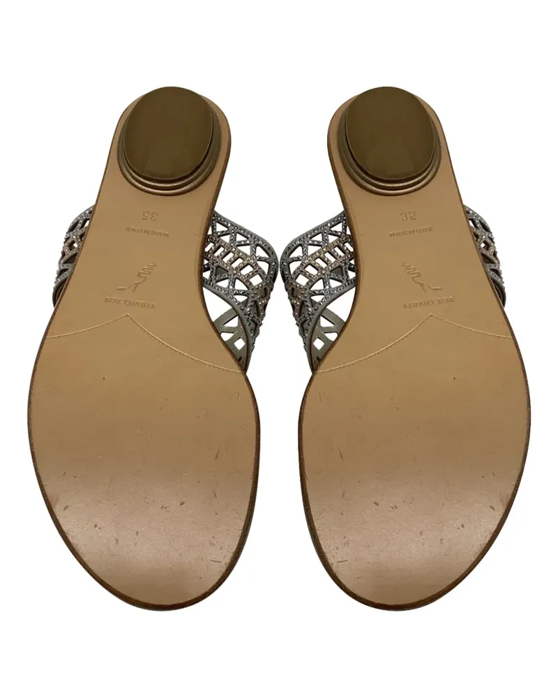 René Caovilla 2010s Sandalen mit Zehensteg und Kristallen - Silber Silber
