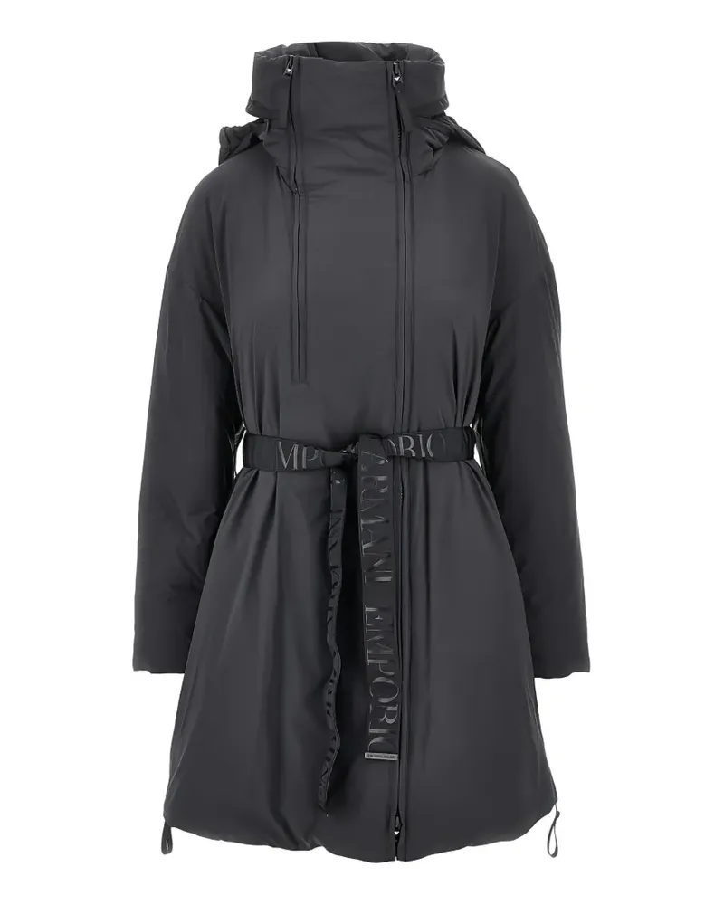 Emporio Armani logo-belt hooded jacket - Schwarz Schwarz