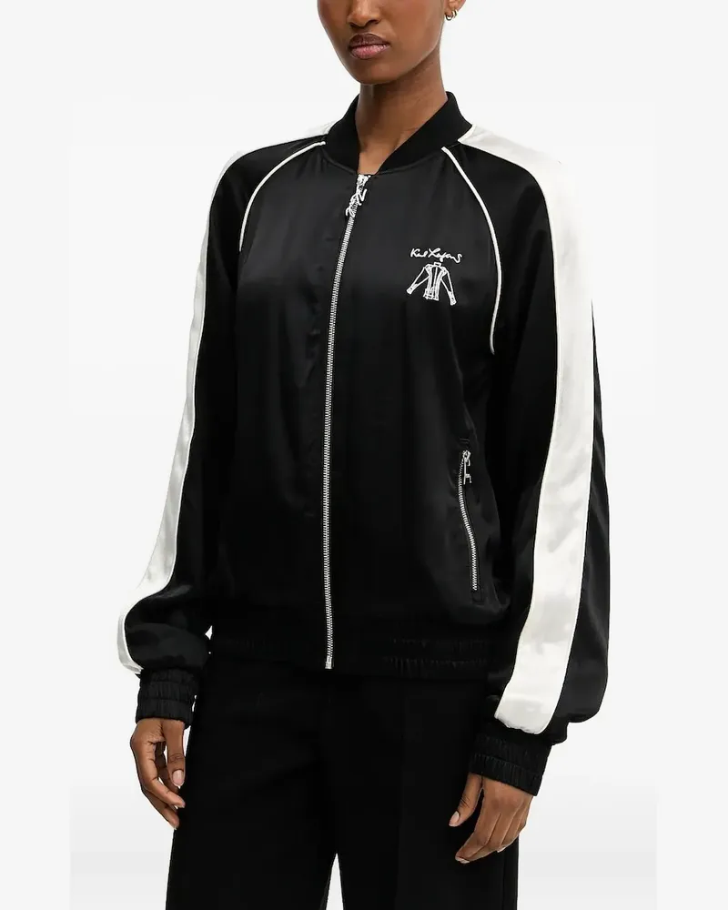 Karl Lagerfeld Bestickte Jacke mit Satineinsätzen - Schwarz Schwarz