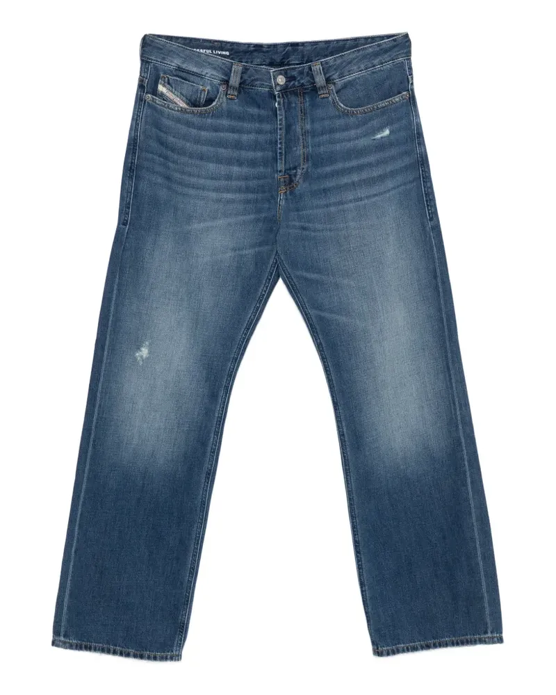 Diesel Ausgeblichene Jeans mit Tragefalten - Blau Blau