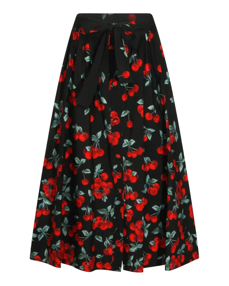 Twin-Set cherry-print midi skirt - Schwarz Schwarz