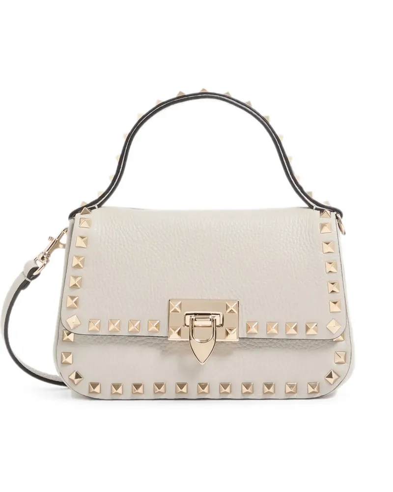 Valentino Garavani Rockstud small handbag in grainy calfskin - Grau Grau