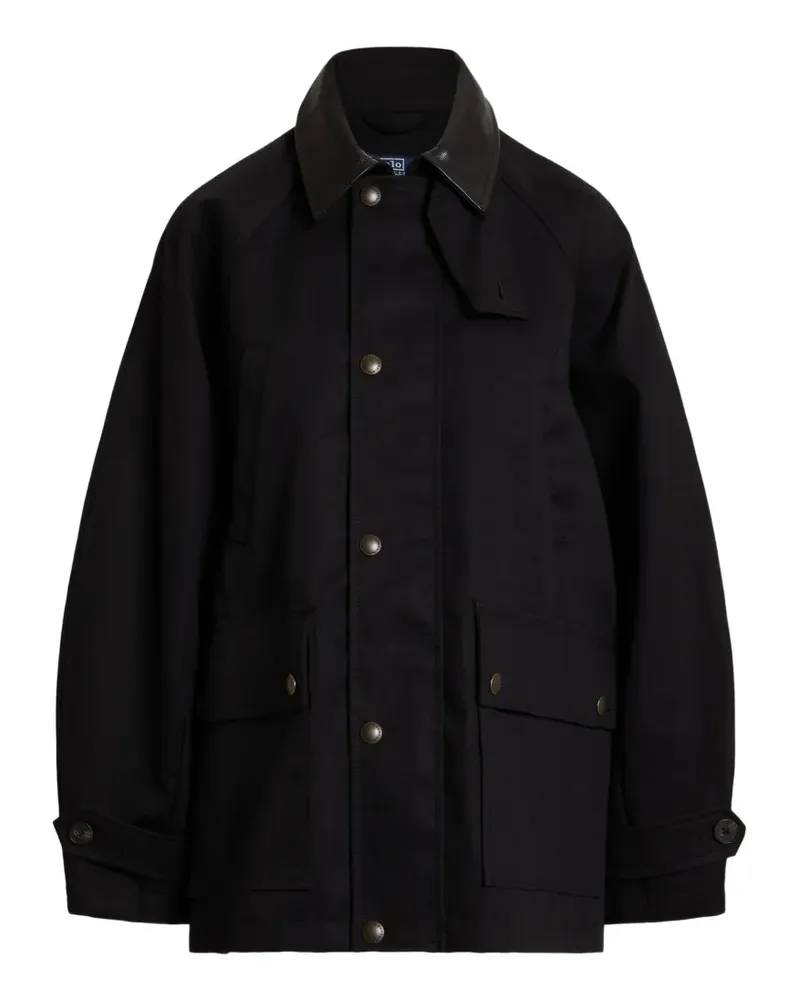 Ralph Lauren Utility-Jacke mit Lederkragen - Schwarz Schwarz