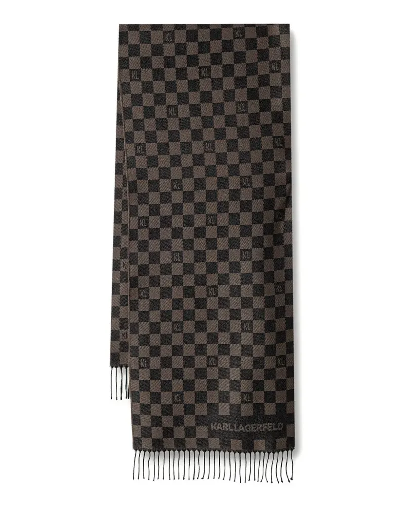 Karl Lagerfeld Intarsien-Schal mit Schachbrettmuster - Braun Braun