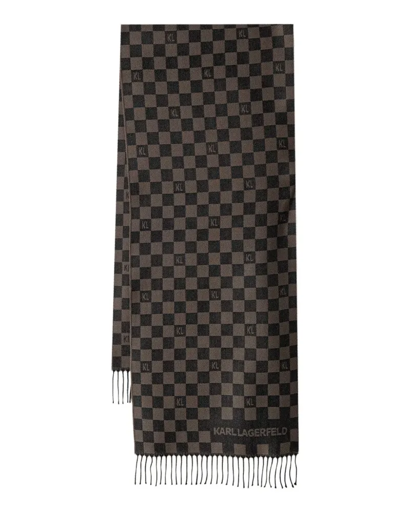 Karl Lagerfeld Intarsien-Schal mit Schachbrettmuster - Braun Braun