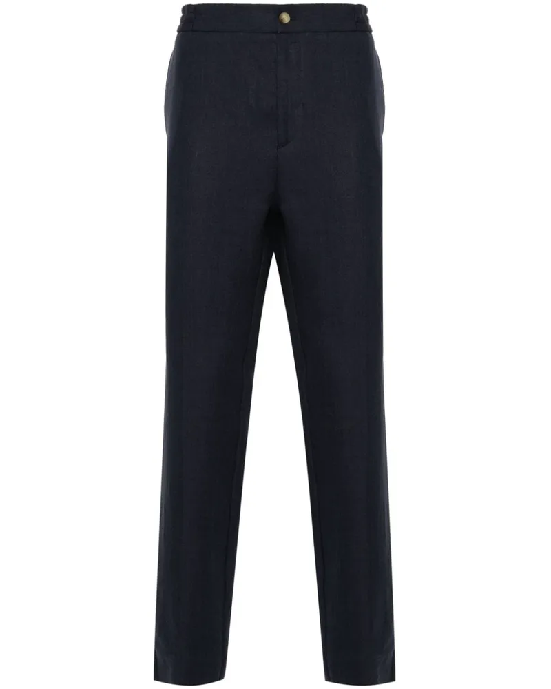 Etro Leinenhose mit Fischgrätenmuster - Blau Blau