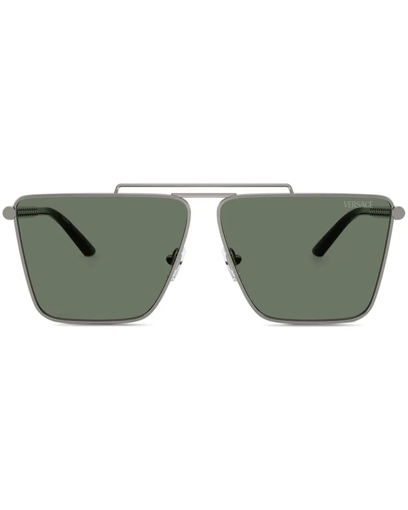 Versace Tubular Greca Sonnenbrille - Silber Silber