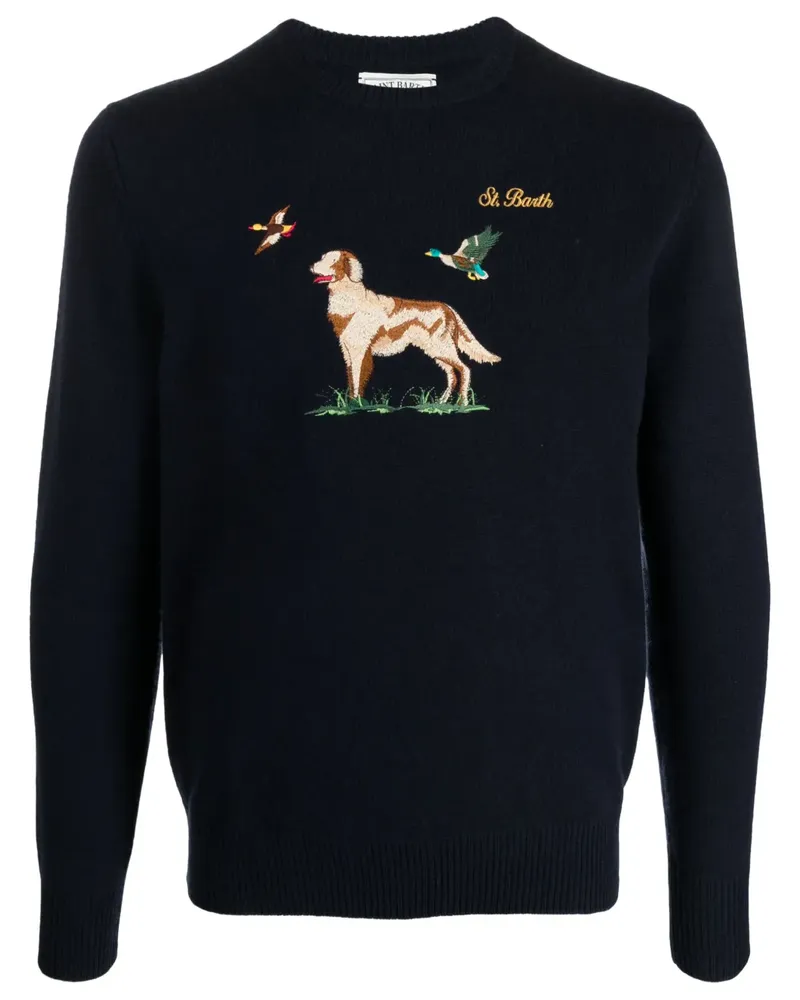 MC2 Saint Barth Bestickter Heron Country Dog Pullover - 09779E SB COUNTRY DOG61 EMB 09779e