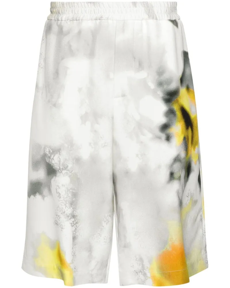 Alexander McQueen Obscured Flower Badeshorts - Weiß Weiß