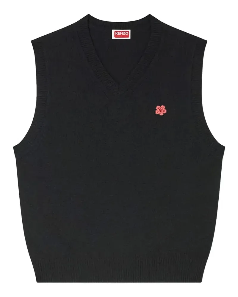 Kenzo embroidered-flower sleeveless wool vest - Schwarz Schwarz