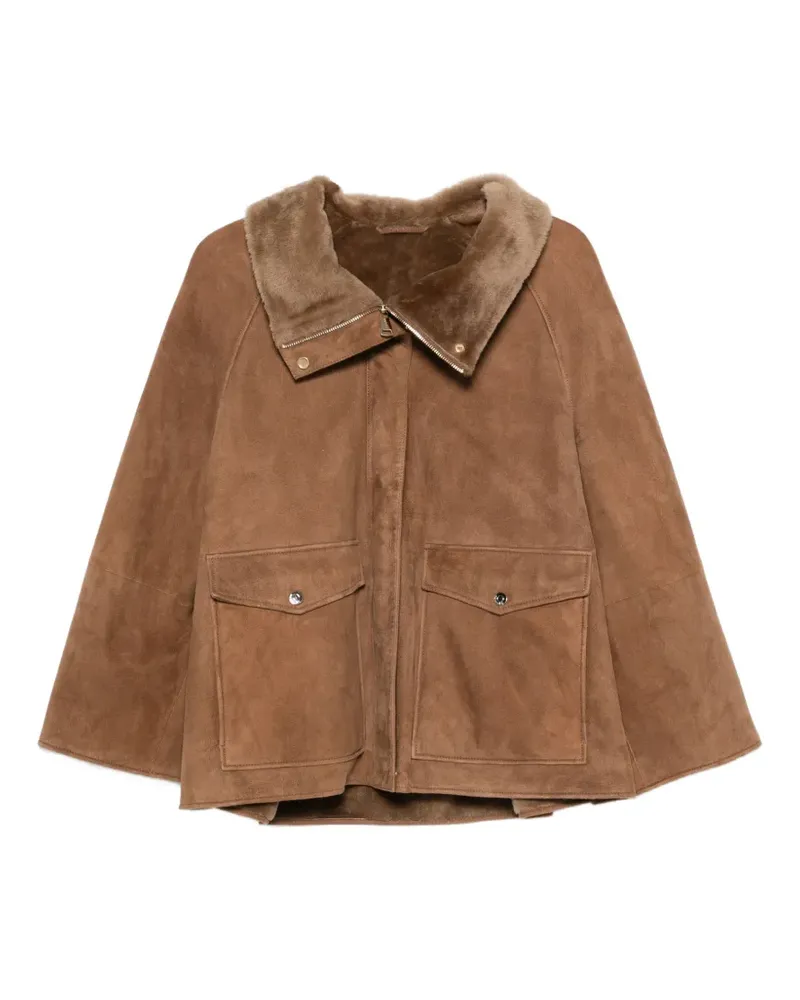 Manzoni 24 shearling-collar pocket jacket - Braun Braun