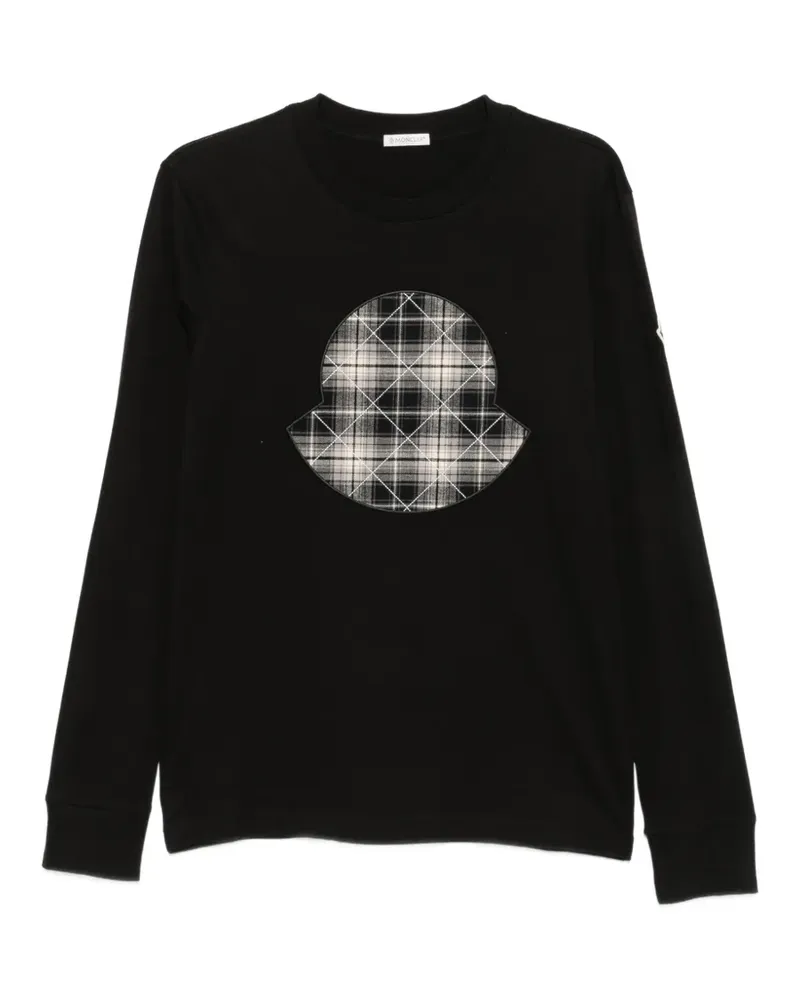Moncler T-Shirt mit Logo-Patch - Schwarz Schwarz