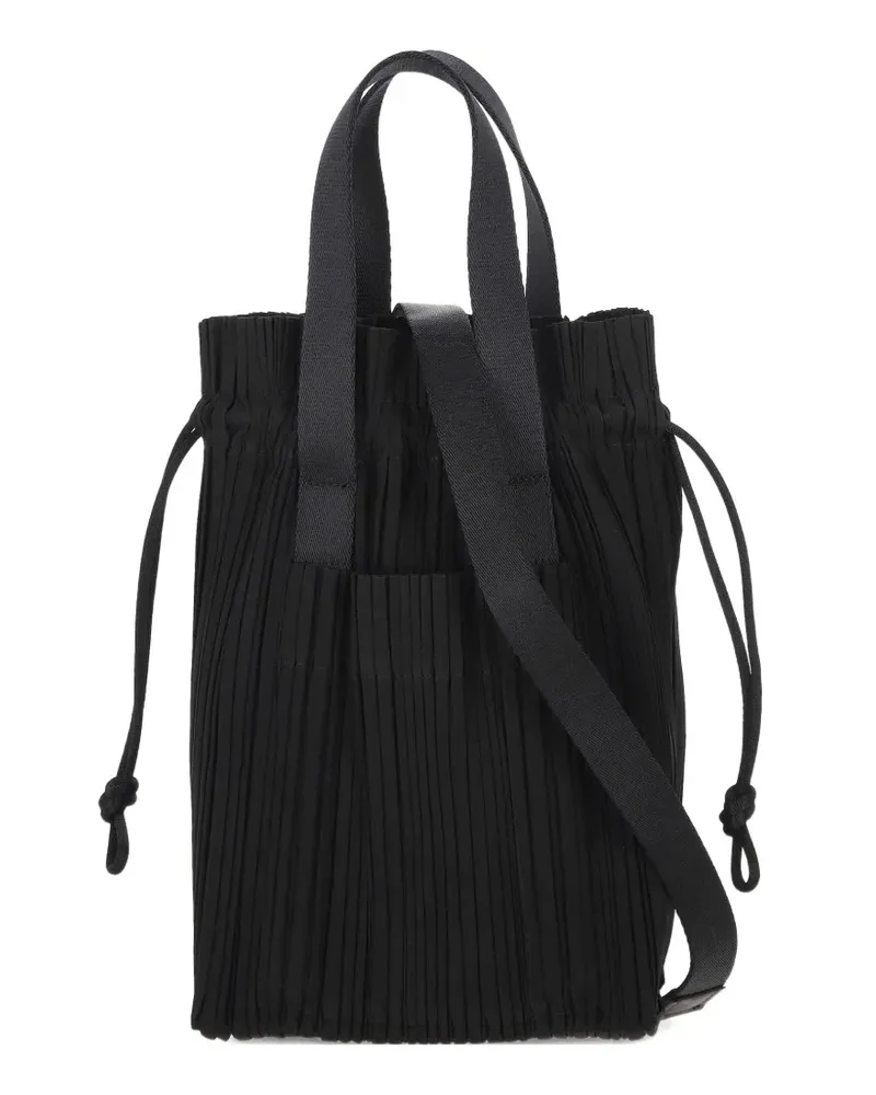 Issey Miyake pleated drawstring tote bag - Schwarz Schwarz