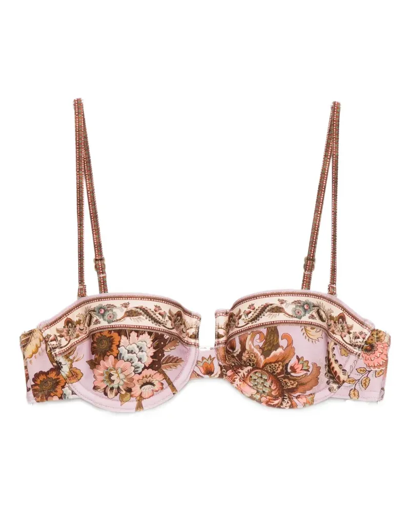 Zimmermann Aster floral-print balconette bikini top - Rosa Rosa