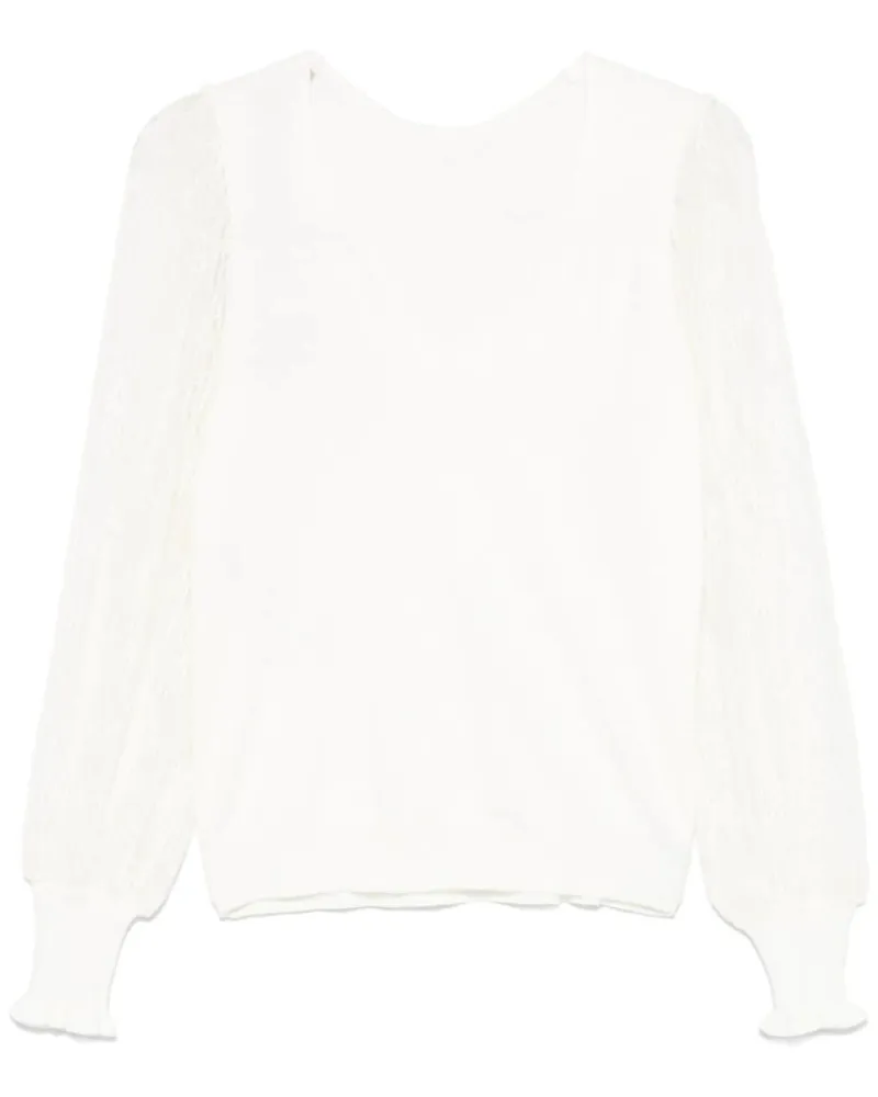 Twin-Set Pullover mit Spitzenärmeln - Nude Nude