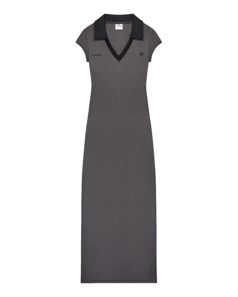 Courrèges Maxikleid mit V-Ausschnitt - Schwarz Schwarz