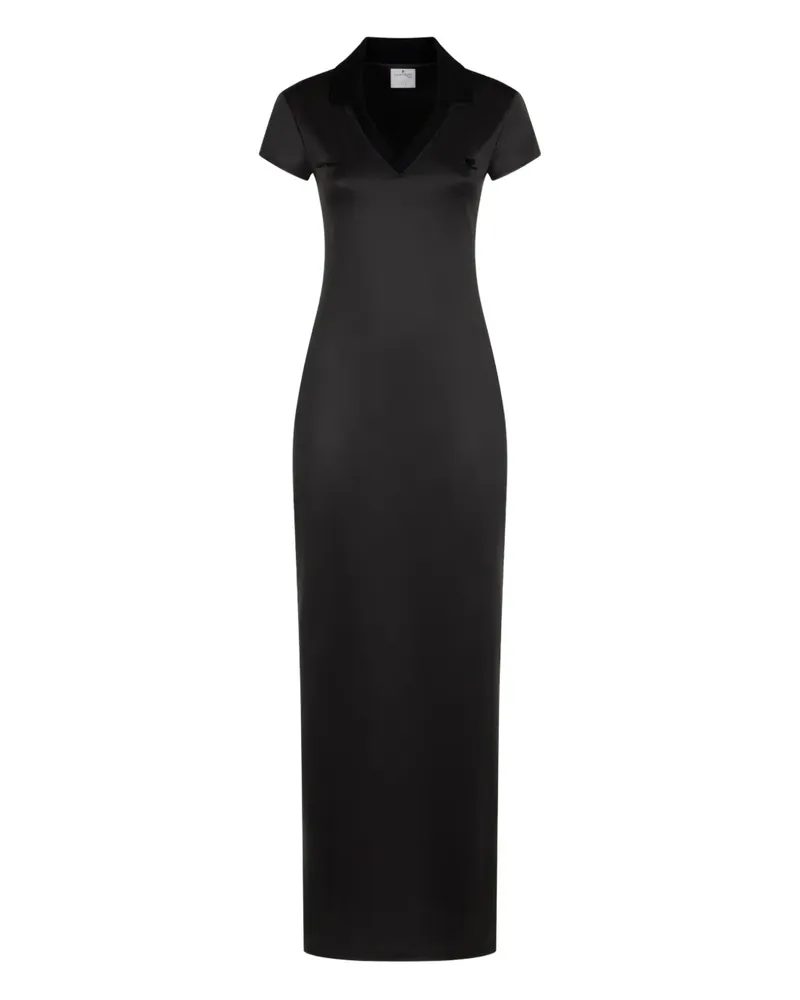 Courrèges V-neck logo-embroidered maxi dress - Schwarz Schwarz