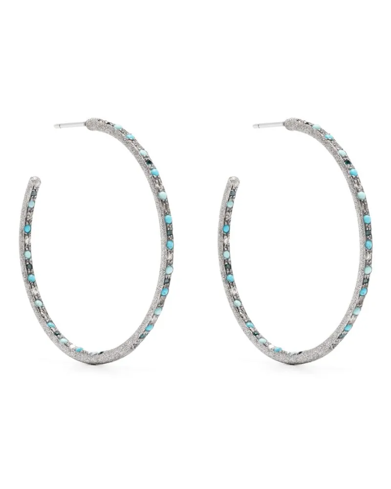 Carolina Bucci 18kt Weißgoldcreolen mit Diamanten und Türkis - Silber Silber