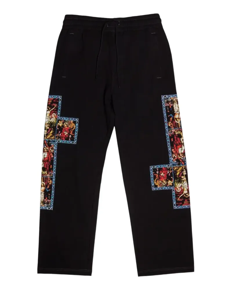 PLEASURES graphic-print trousers - Schwarz Schwarz