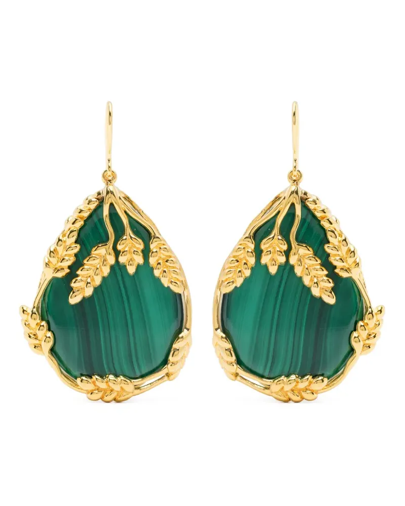Aurélie Bidermann Francoise pendant malachite earrings - Gold Gold