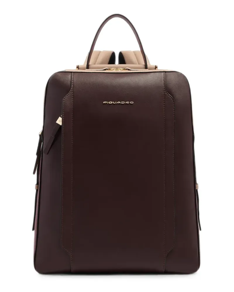 Piquadro RFID-blocking leather laptop backpack - Rot Rot