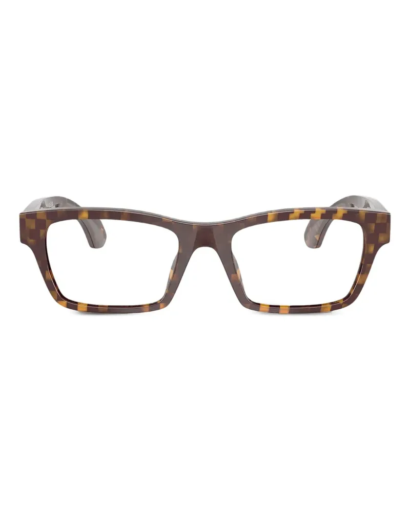 Alain Mikli Eckige Brille mit Schachbrettmuster - Braun Braun
