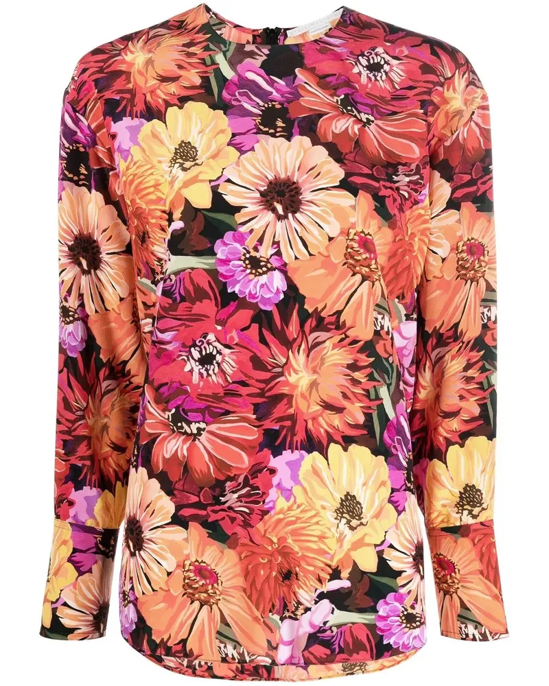 Stella McCartney Seidenbluse mit Blumen-Print - Rot Rot