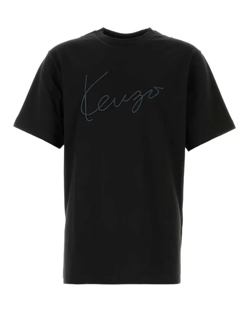 Kenzo Signature T-Shirt mit Logo-Stickerei - Schwarz Schwarz