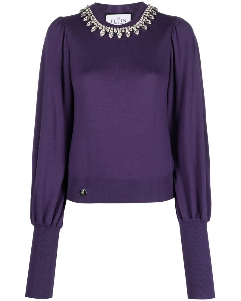 Philipp Plein Gestrickter Pullover mit Kristallen - Violett Violett