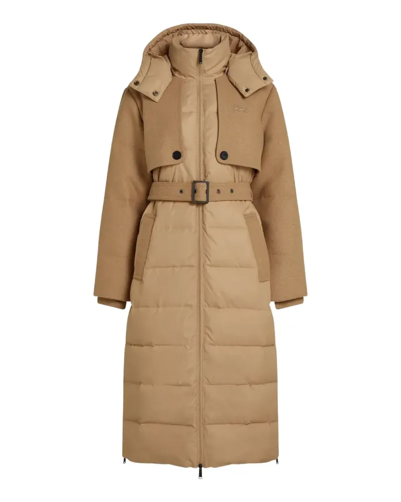 Karl Lagerfeld Lange Steppjacke mit Gürtel - Nude Nude