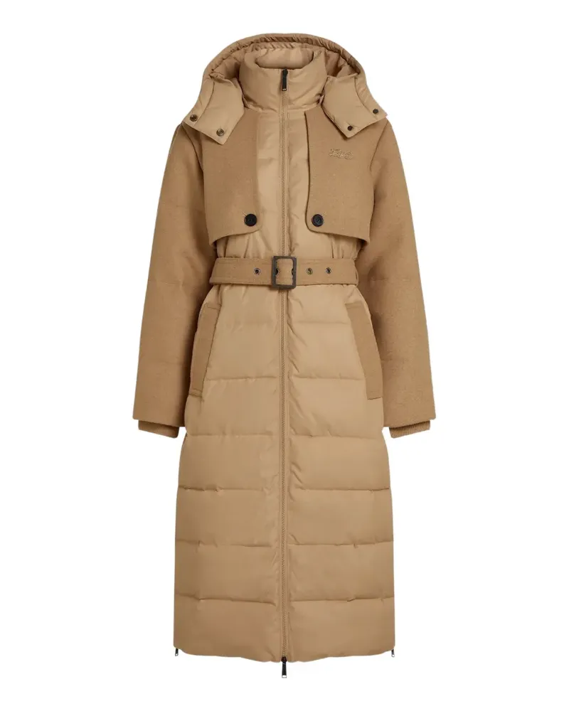 Karl Lagerfeld Lange Steppjacke mit Gürtel - Nude Nude