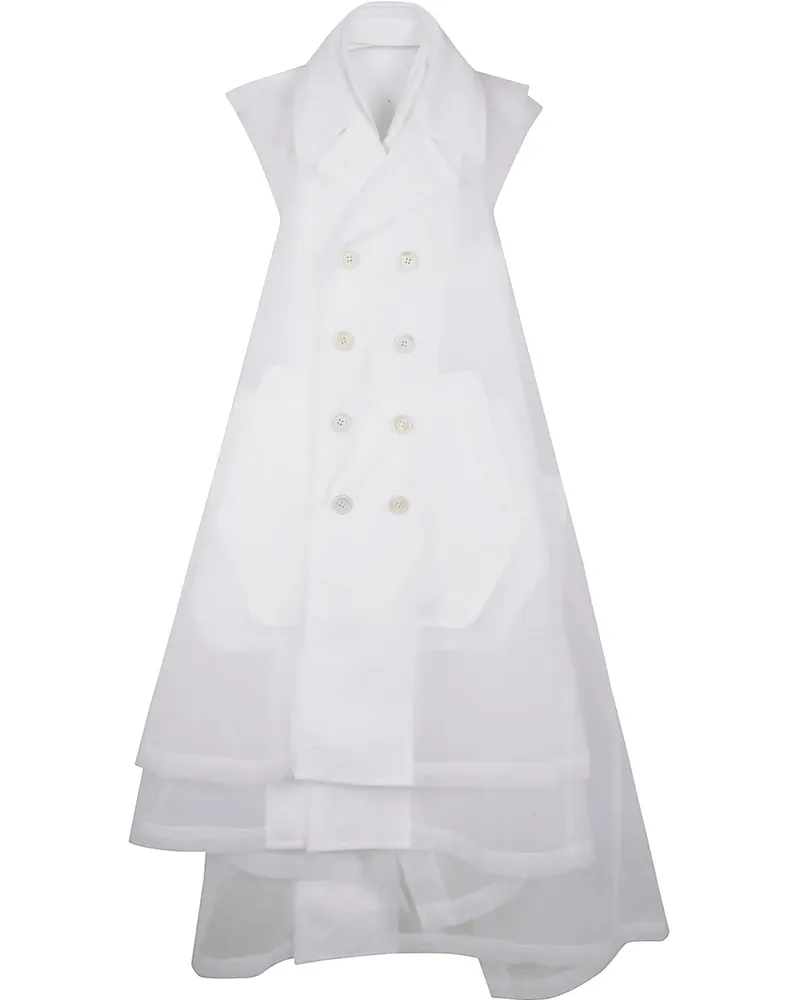 Comme des Garçons Doppelreihiger Mantel - Weiß Weiß