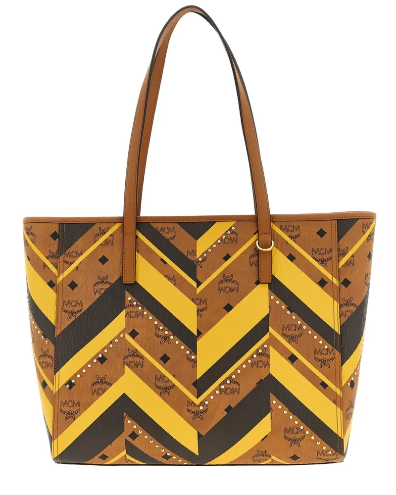 MCM Mittelgroßer Toni Tote Bag mit geometrischem Muster - Braun Braun