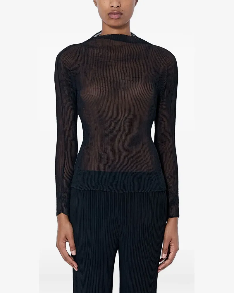 Issey Miyake sheer pleated blouse - Schwarz Schwarz