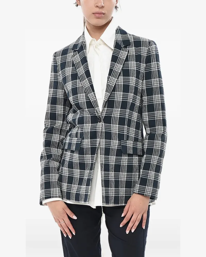 Woolrich checked seersucker blazer - Blau Blau