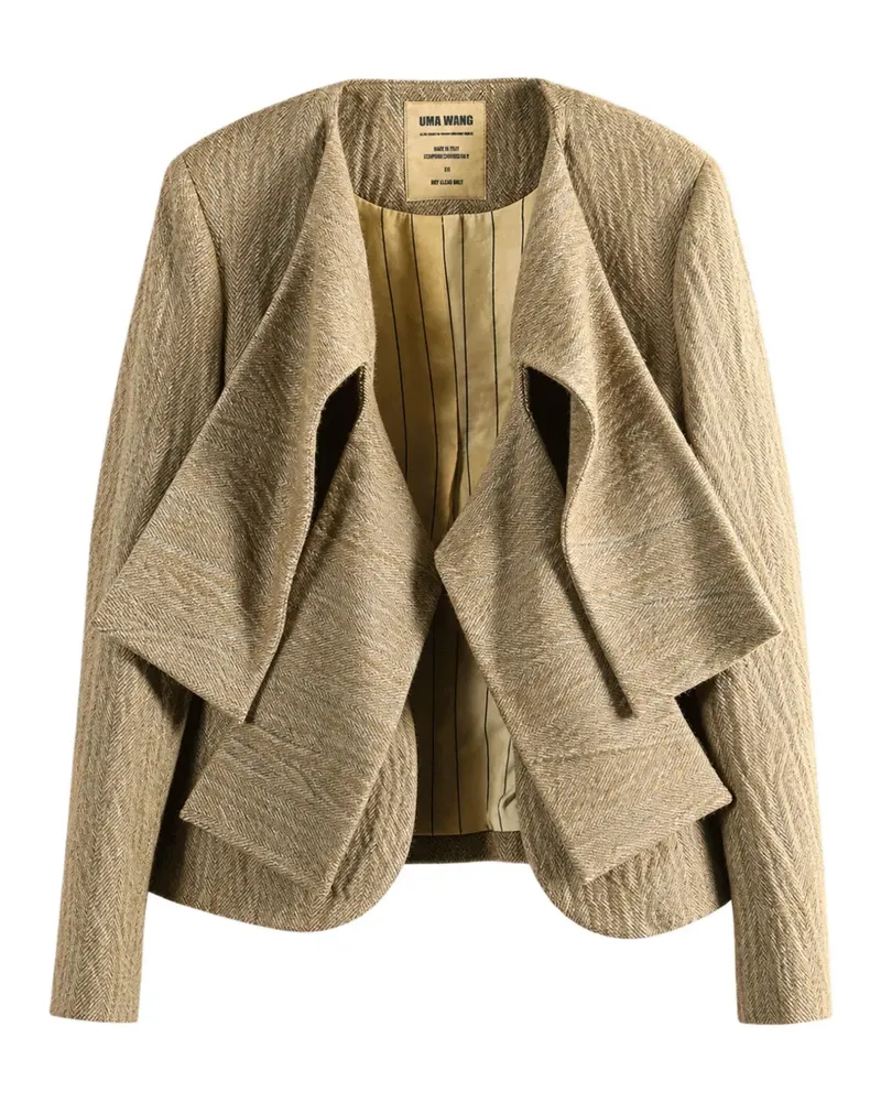 Uma Wang Kebbl herringbone-pattern draped jacket - Nude Nude