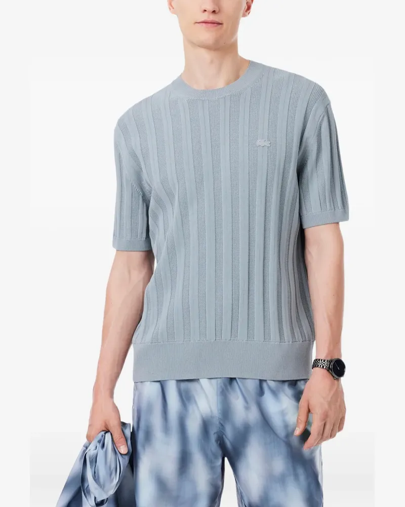 Lacoste ribbed-knit embroidered-logo T-shirt - Blau Blau