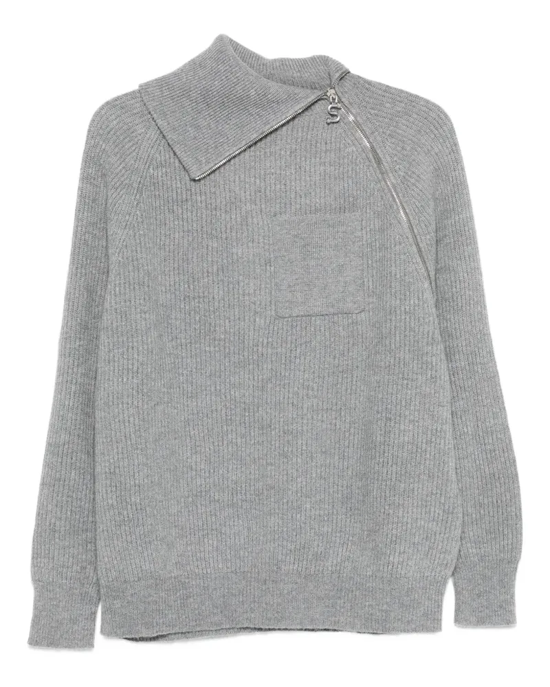 SPORTMAX Asymmetrischer Pullover mit Reißverschluss - Grau Grau