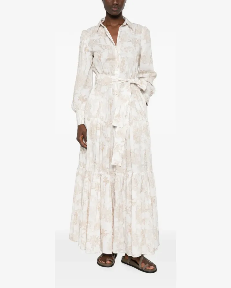 MC2 Saint Barth Jensen patterned tiered maxi dress - Weiß Weiß