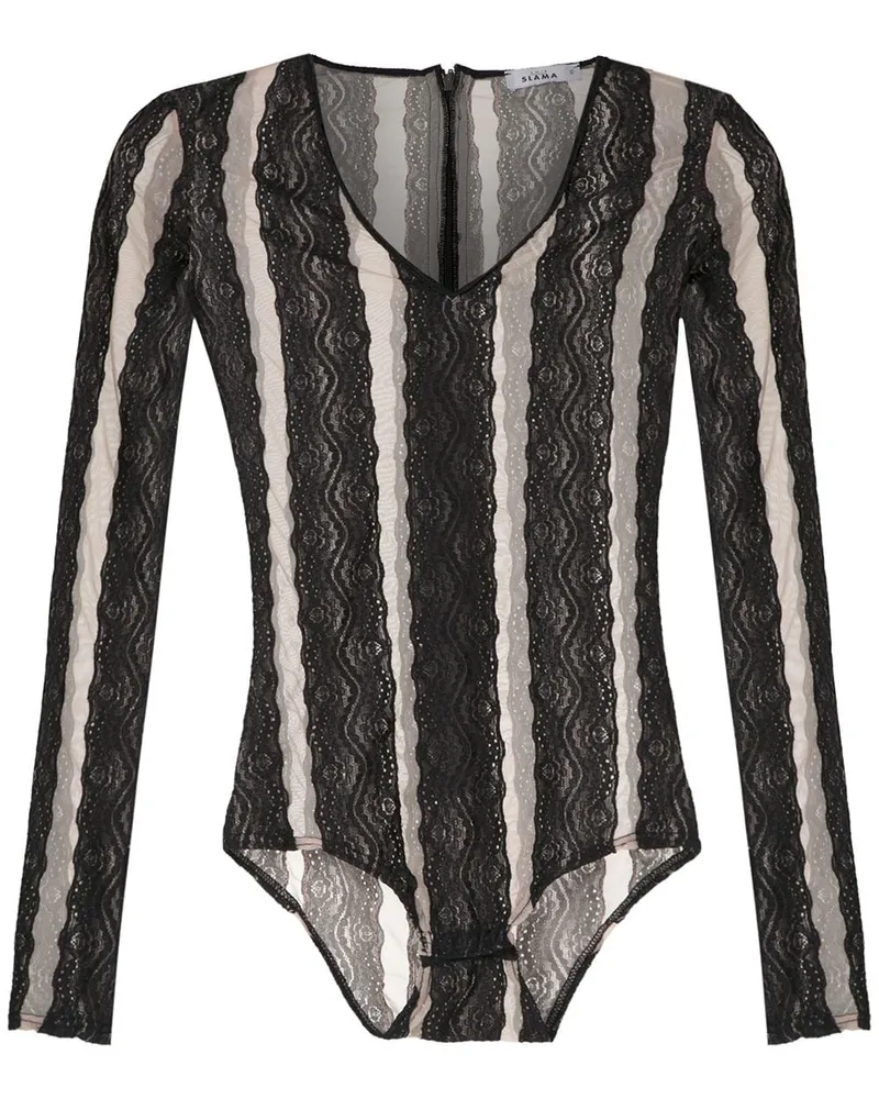 Amir Slama Body mit Blumenmuster - Schwarz Schwarz