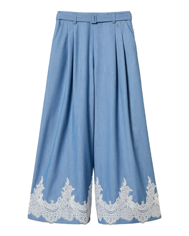 Twin-Set Palazzohose mit Spitze - Blau Blau