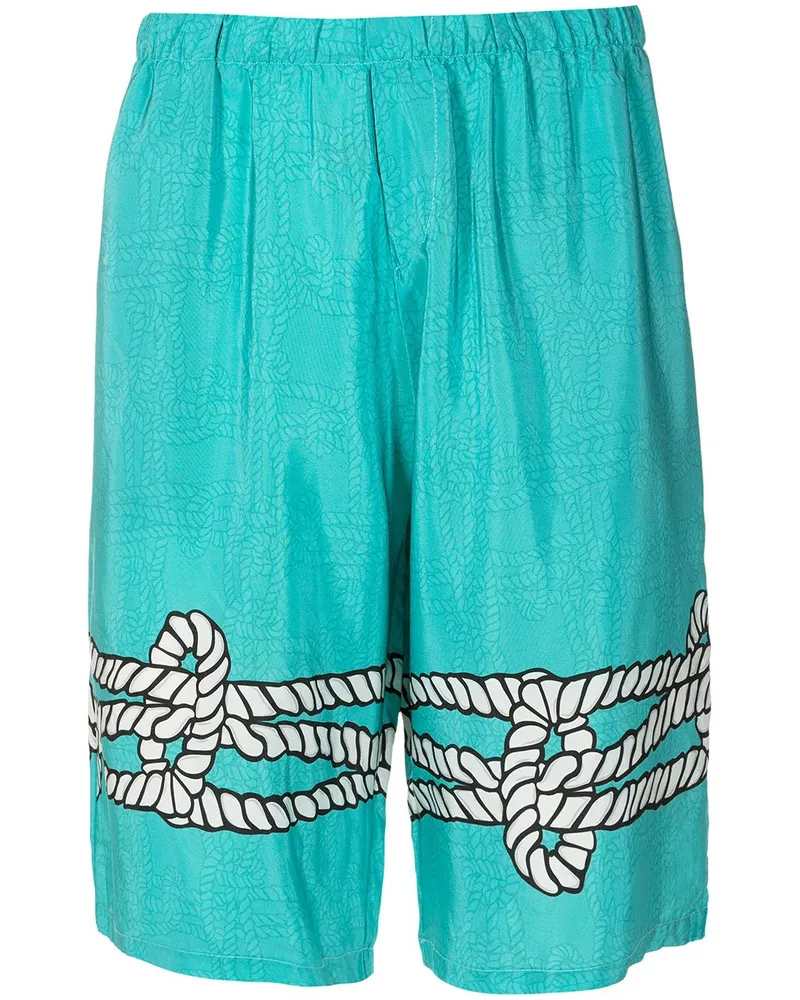 Amir Slama Bermudas aus Seide mit Print - Blau Blau