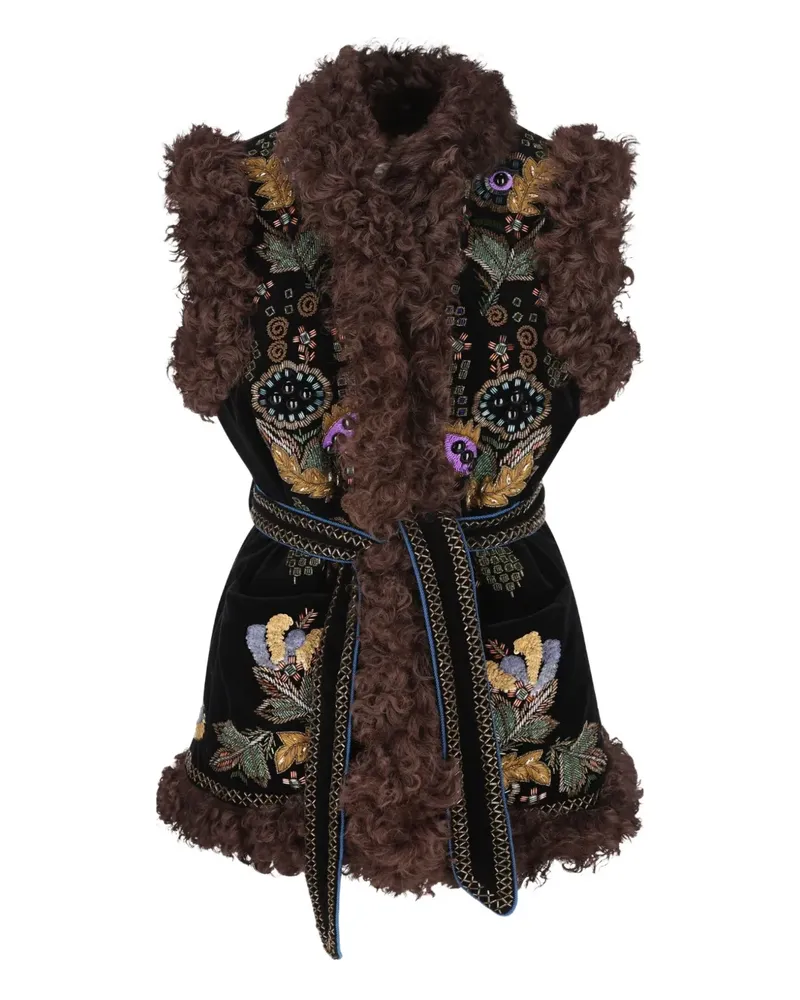 Valentino Garavani Ärmelloser Shearling-Mantel - Schwarz Schwarz