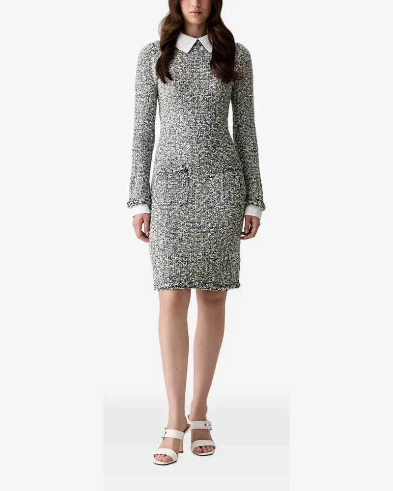 Karl Lagerfeld tweed contrast-collar midi dress - Grau Grau