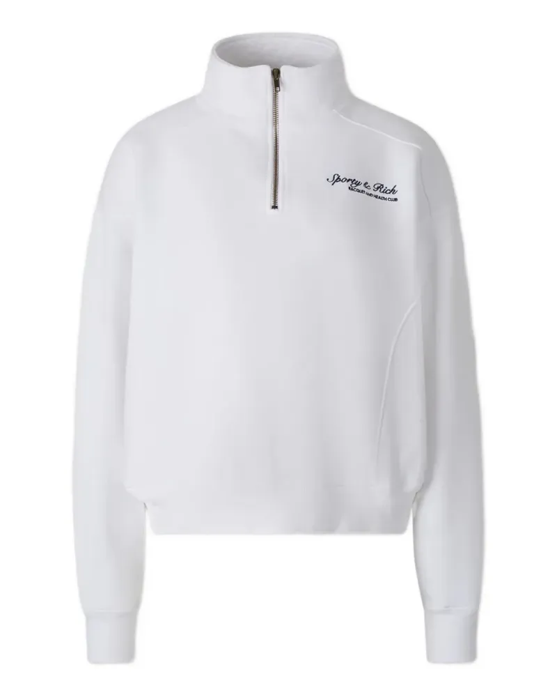 SPORTY & RICH Syracuse logo-embroidered quarter-zip sweatshirt - Weiß Weiß
