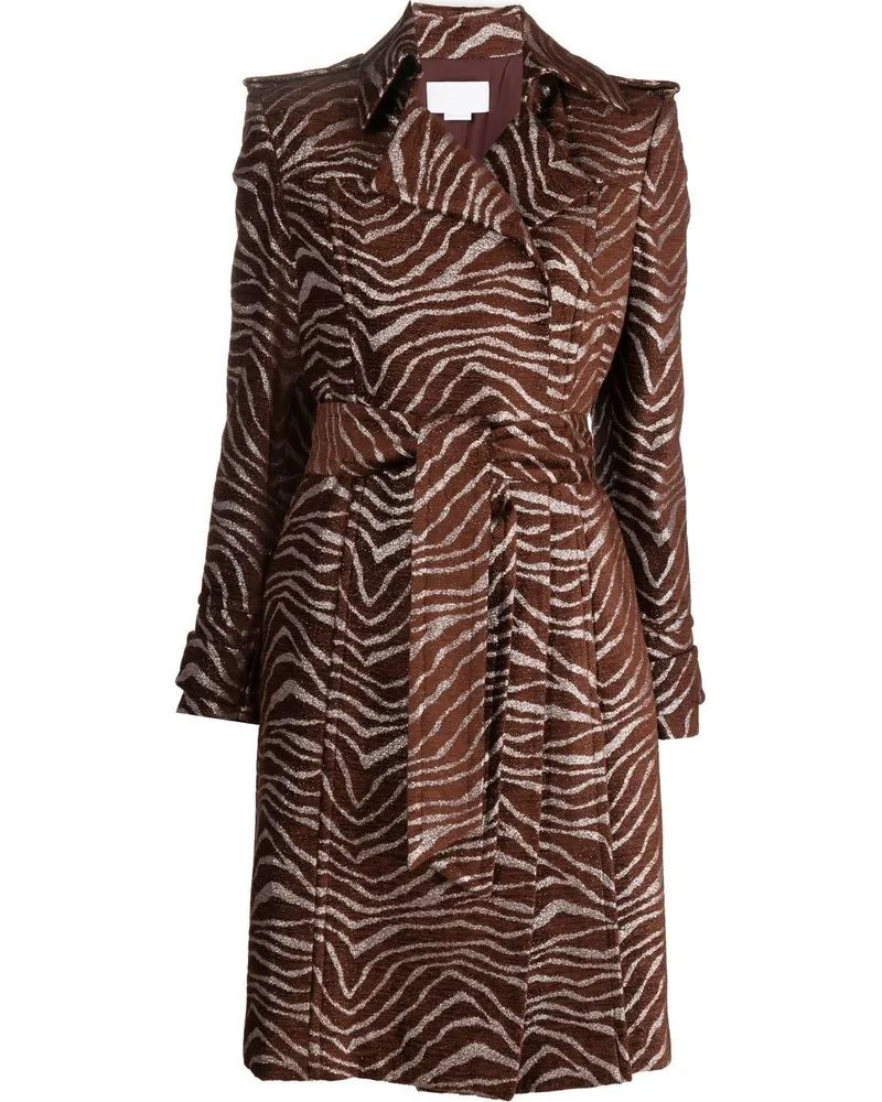 Genny Trenchcoat mit Zebra-Print Schwarz