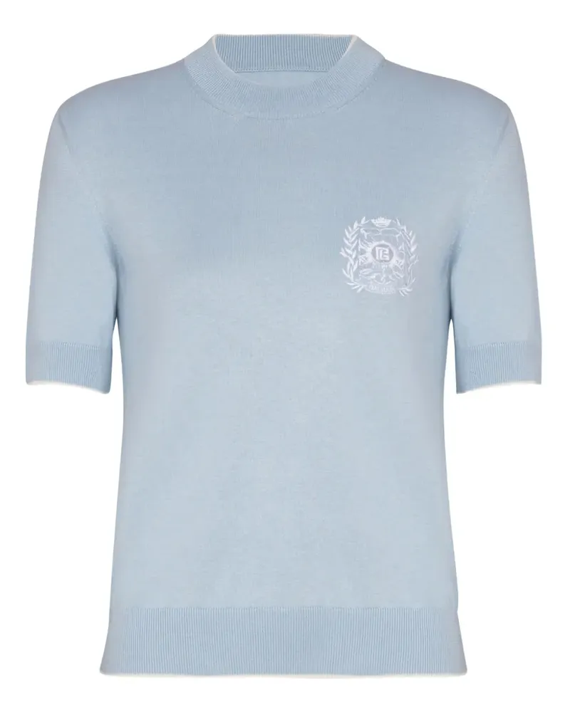 Balmain T-Shirt mit Emblème-Stickerei - Blau Blau