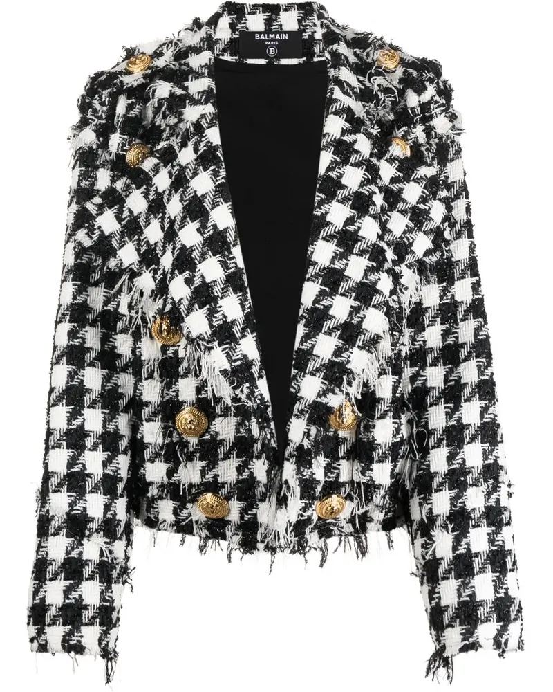 Balmain Ausgefranste Tweed-Jacke - Schwarz Schwarz